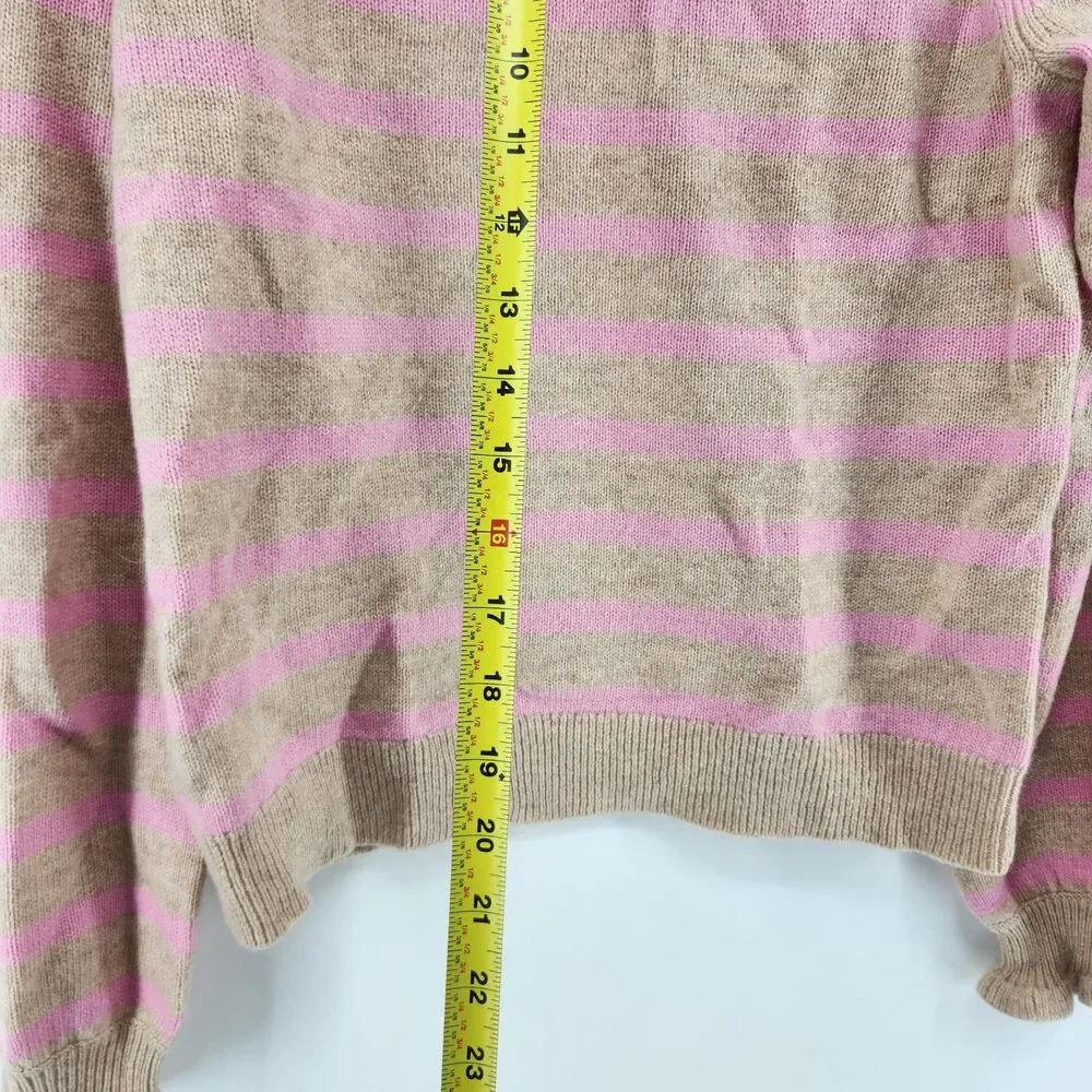 BNWT Boden Women's Small Camel Pink Stripe Fae Fair Isle Frilled Sweater - Picture 6 of 7